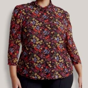 T Tahari Women's Black Floral Blouse Size 3X